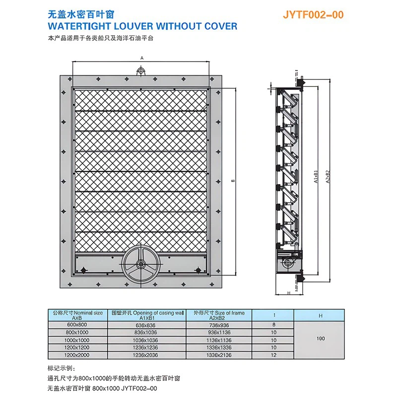 Marine Uncovered Watertight Louver